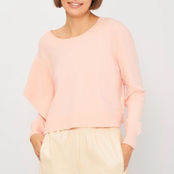 Zara Side Frill Ruffle Sleeve Crop Sweater Peach Small - Picture 1 of 14